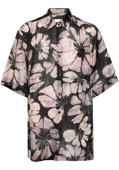 Black and pink cassidye floral-print silk shirt Dries van noten - men